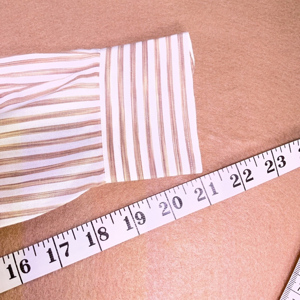 Christian Dior Monsieur Mens Brown White Striped Cotton Dress Shirt 15.5 34/35 - Picture 7 of 10